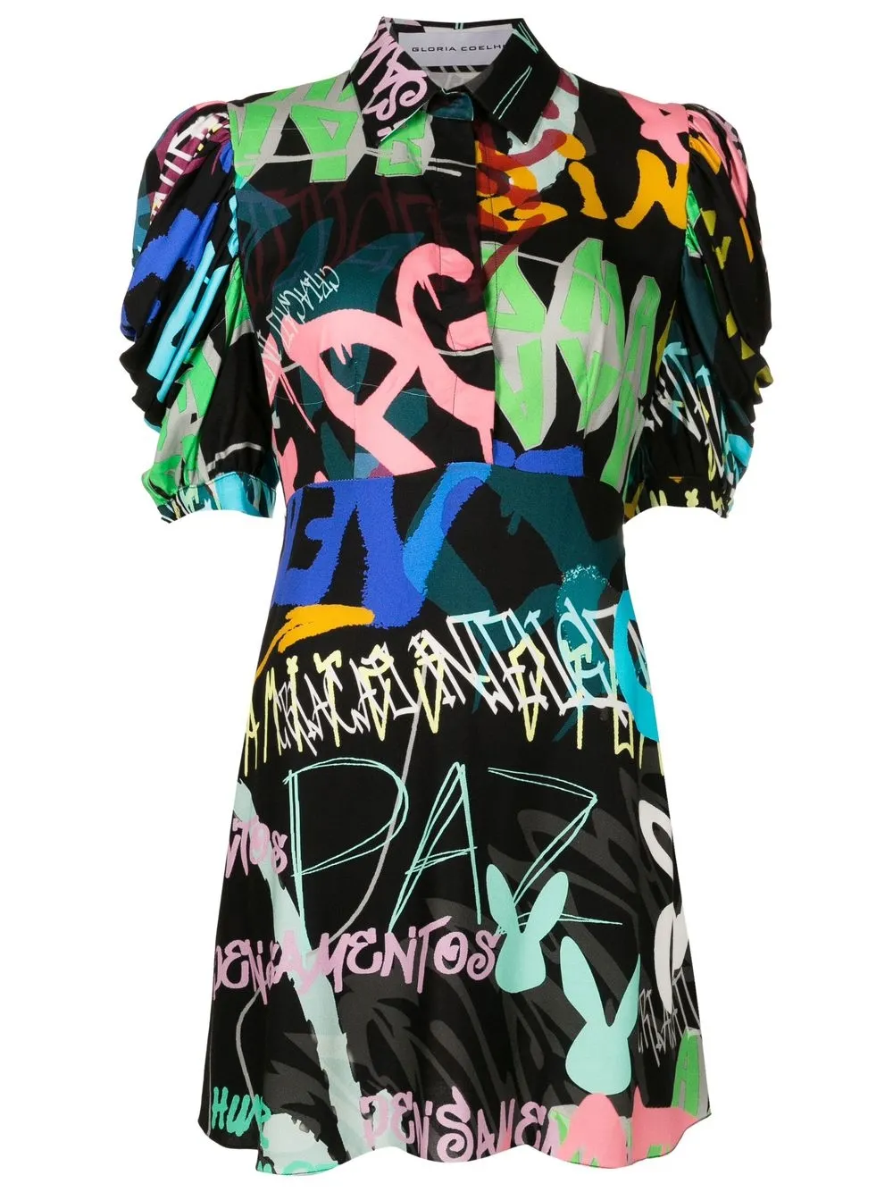 Gloria Coelho graphic-print shirt dress – Black