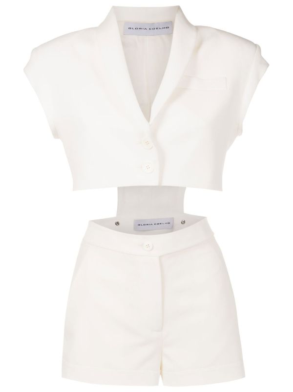 White cheap tailored playsuit