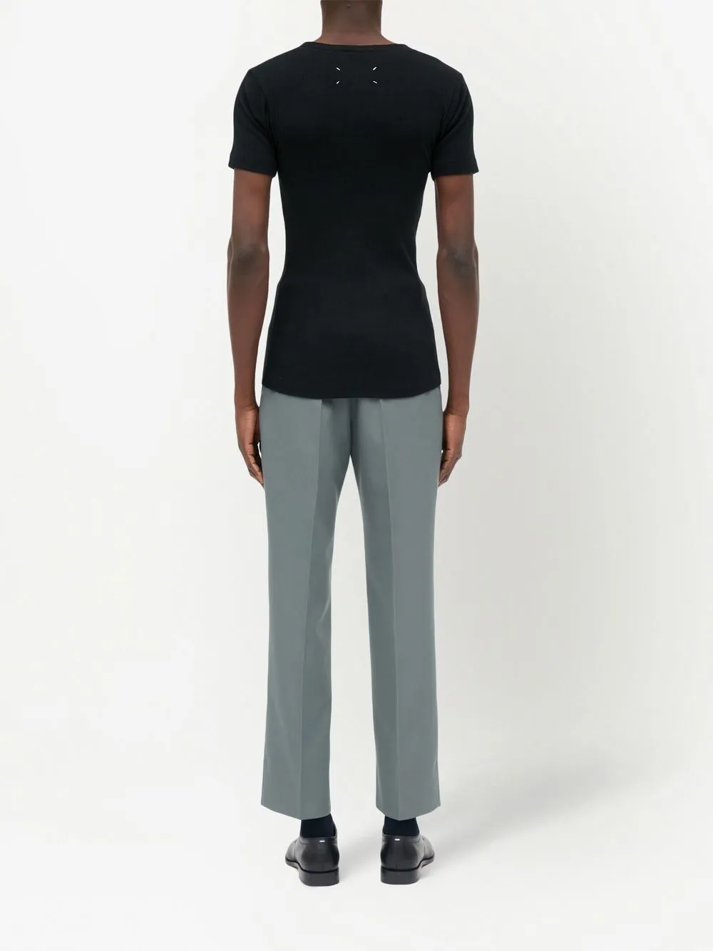 Maison Margiela T-shirt With Ribbed Fabric In Black