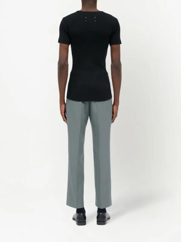 Maison Margiela Fancy ribbed-knit T-shirt | Black | FARFETCH UK
