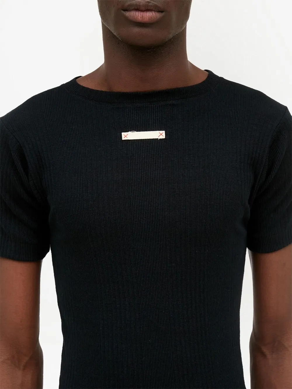 Maison Margiela Fancy ribbed-knit T-shirt | Black | FARFETCH TR