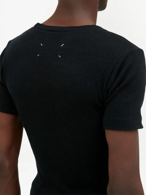 Maison Margiela Fancy ribbed-knit T-shirt | Black | FARFETCH TR