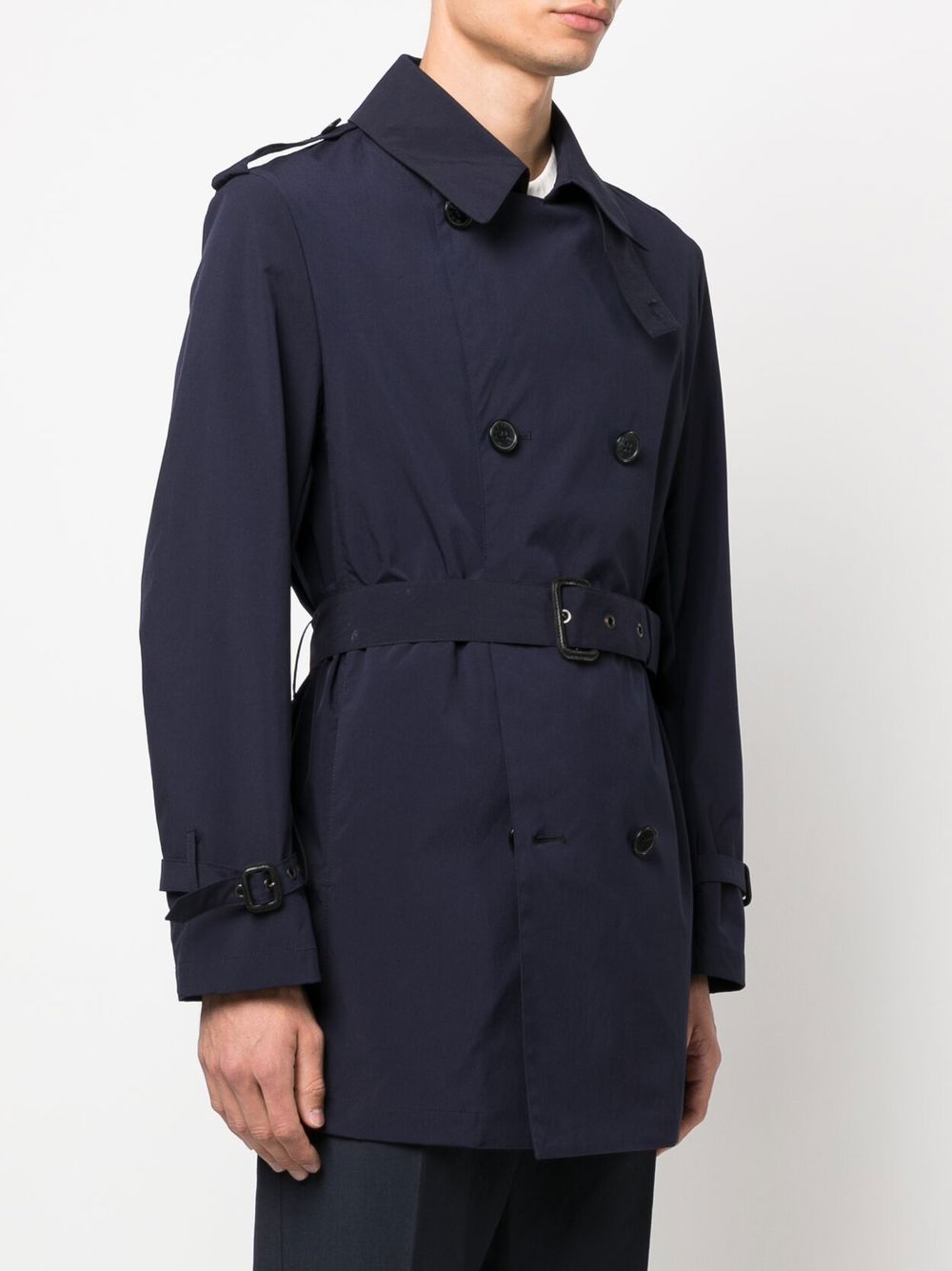 Shop Mackintosh Kings Double-breasted Short Coat In Blue