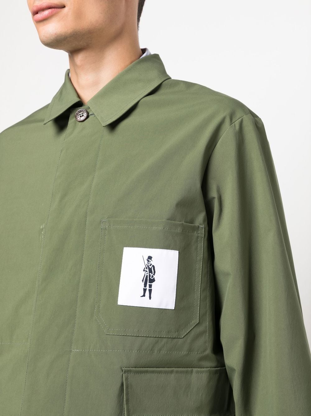 Shop Mackintosh Mist Logo-patch Shirt Jacket In Green