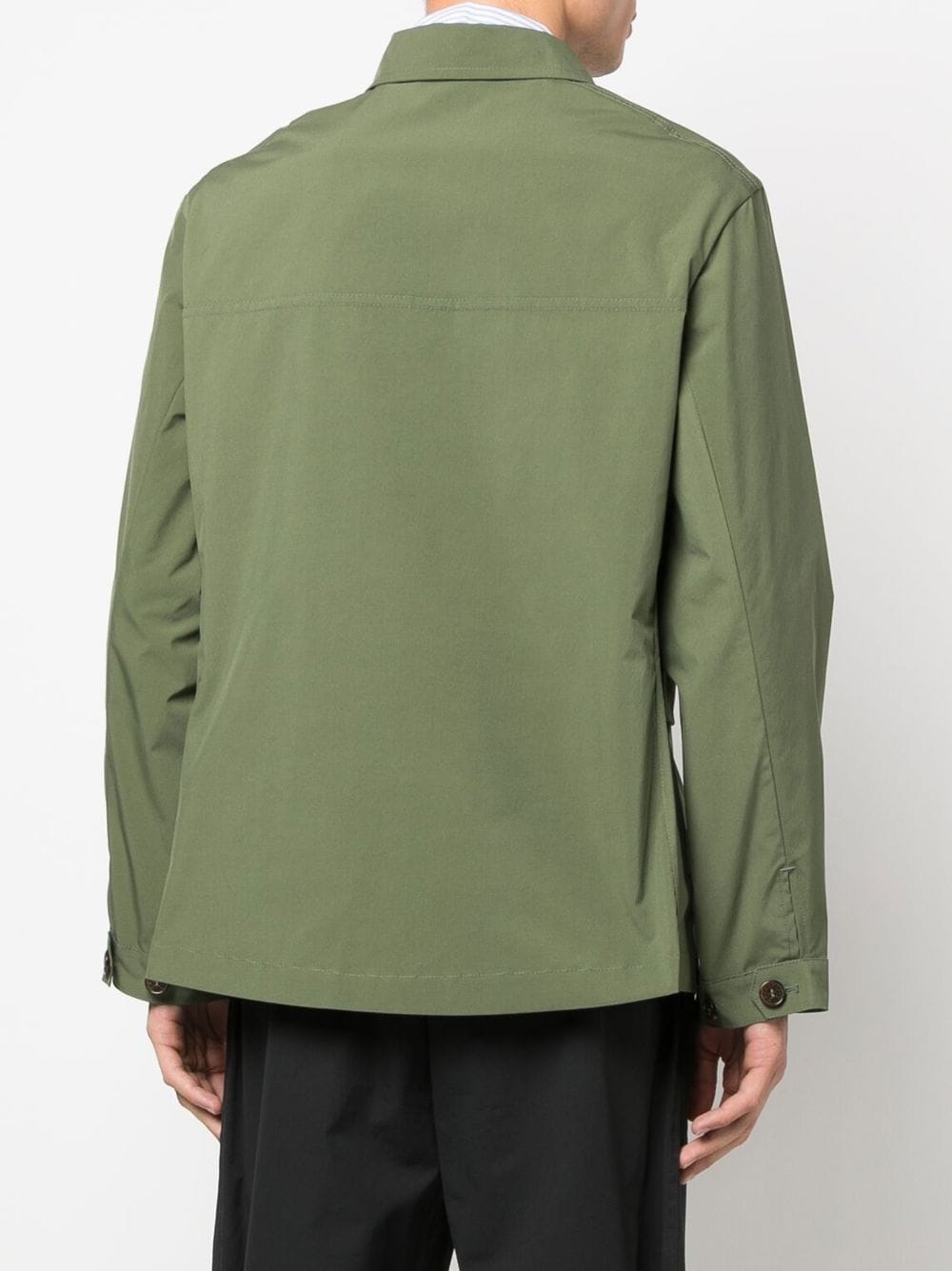 Shop Mackintosh Mist Logo-patch Shirt Jacket In Green