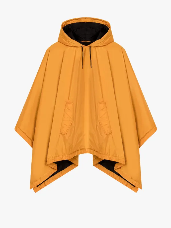 Sima Pop Orange Nylon Hooded Poncho