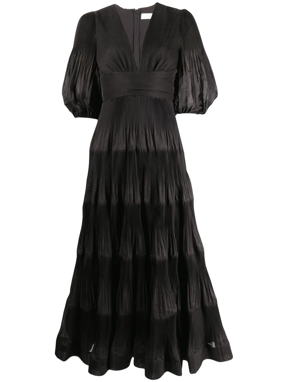 

ZIMMERMANN vestido plisado con cuello en V - Negro