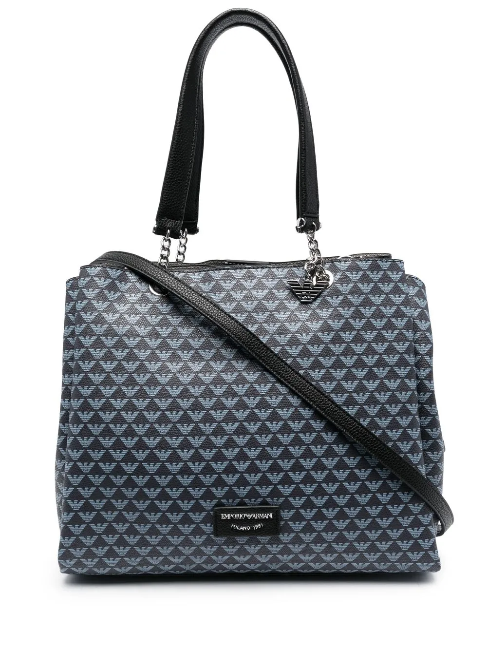 

Emporio Armani textured logo-print tote bag - Blue