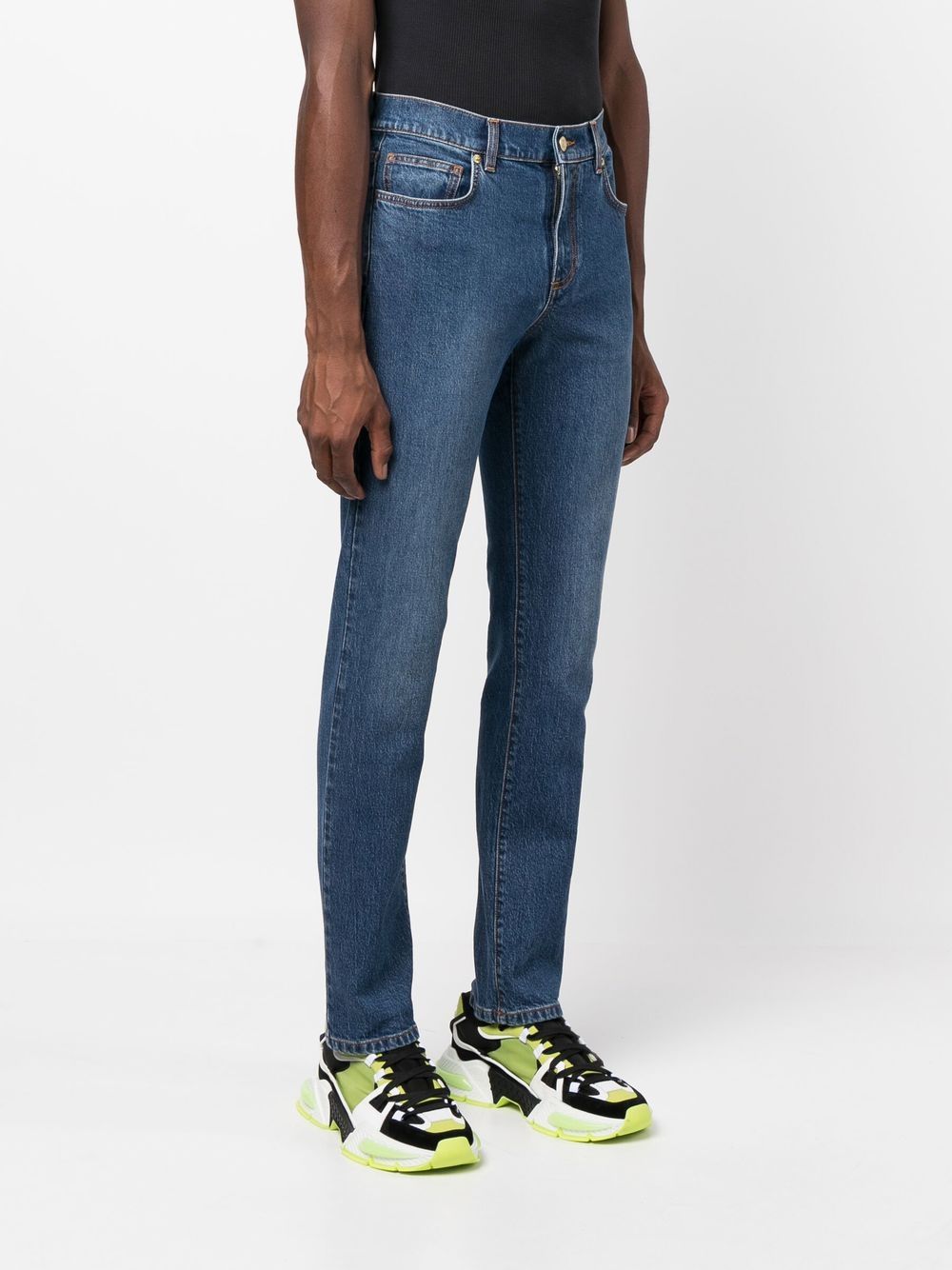 Shop Moschino Smile Slim-fit Jeans In Blue