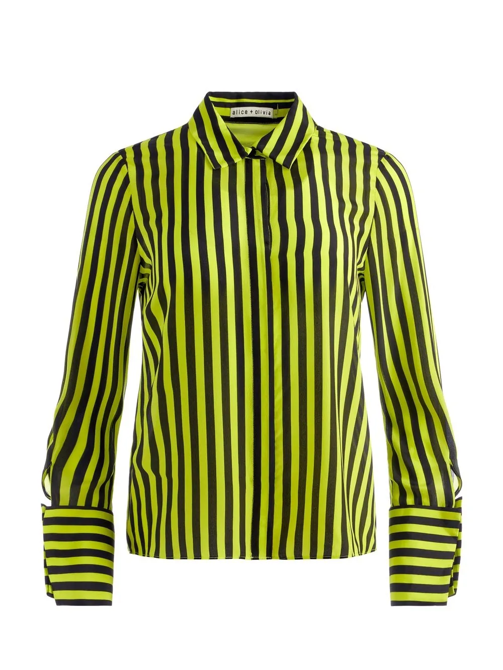 

alice + olivia striped silk button-down shirt - Yellow