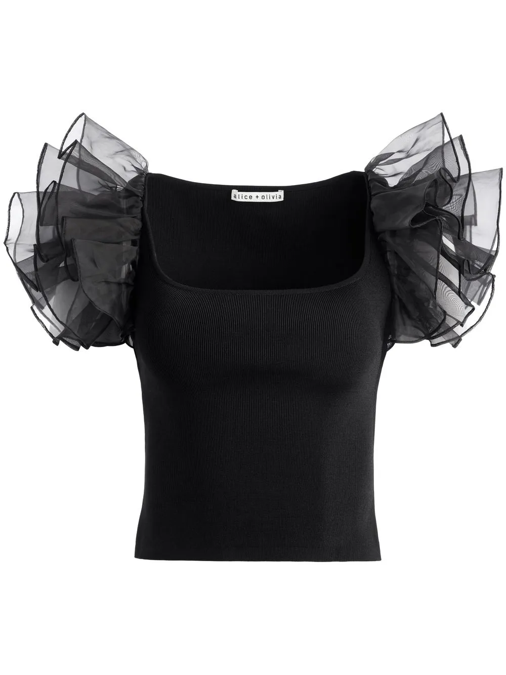 

Alice+Olivia top corto Merida con volantes en las mangas - Negro