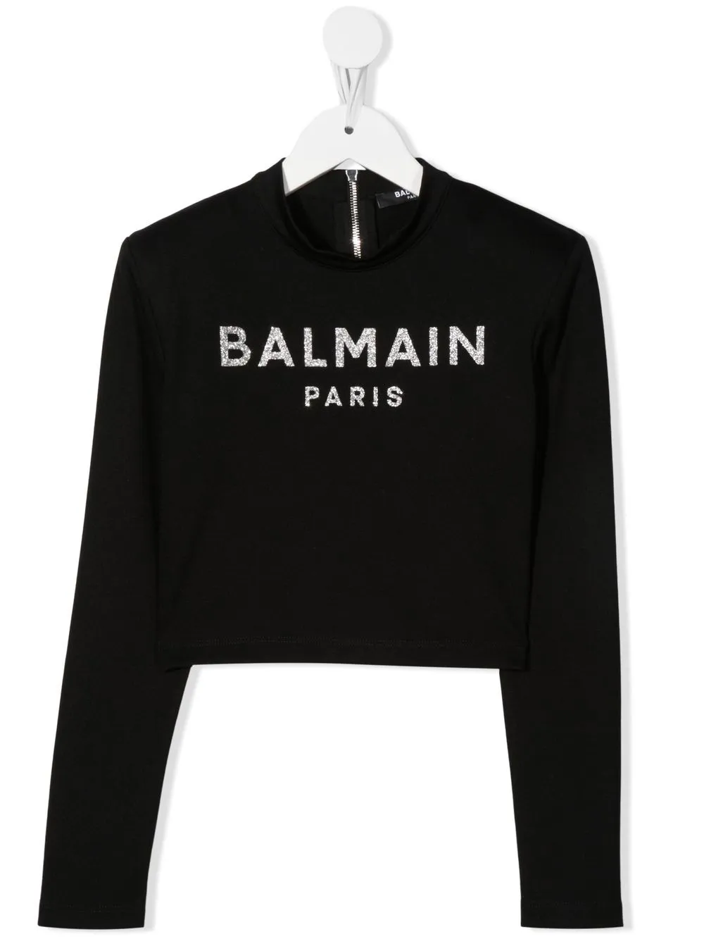 

Balmain Kids glitter logo long-sleeve top - Black