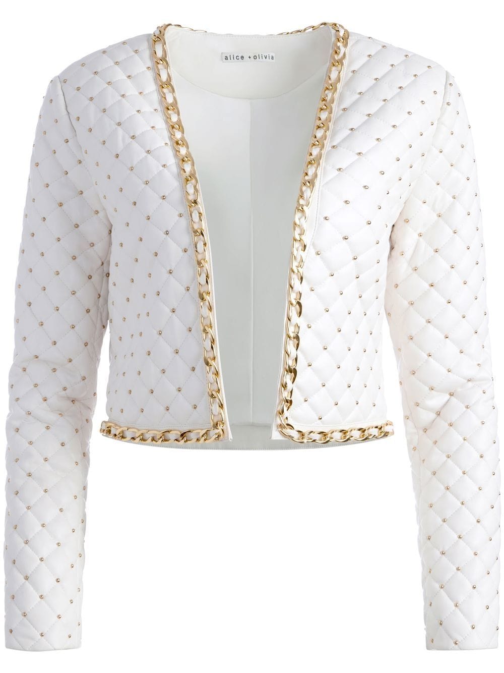 Alice And Olivia Zeta Quilted Vegan-leather Jacket In Weiss | ModeSens