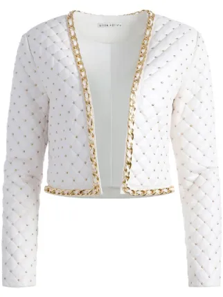 Alice and olivia shop white leather jacket