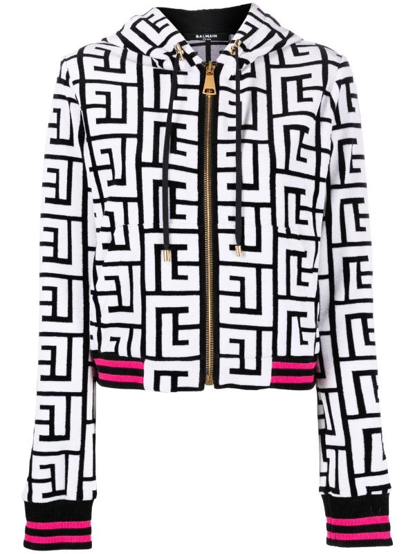 Balmain Mini Monogram Zipped Hoodie - Farfetch