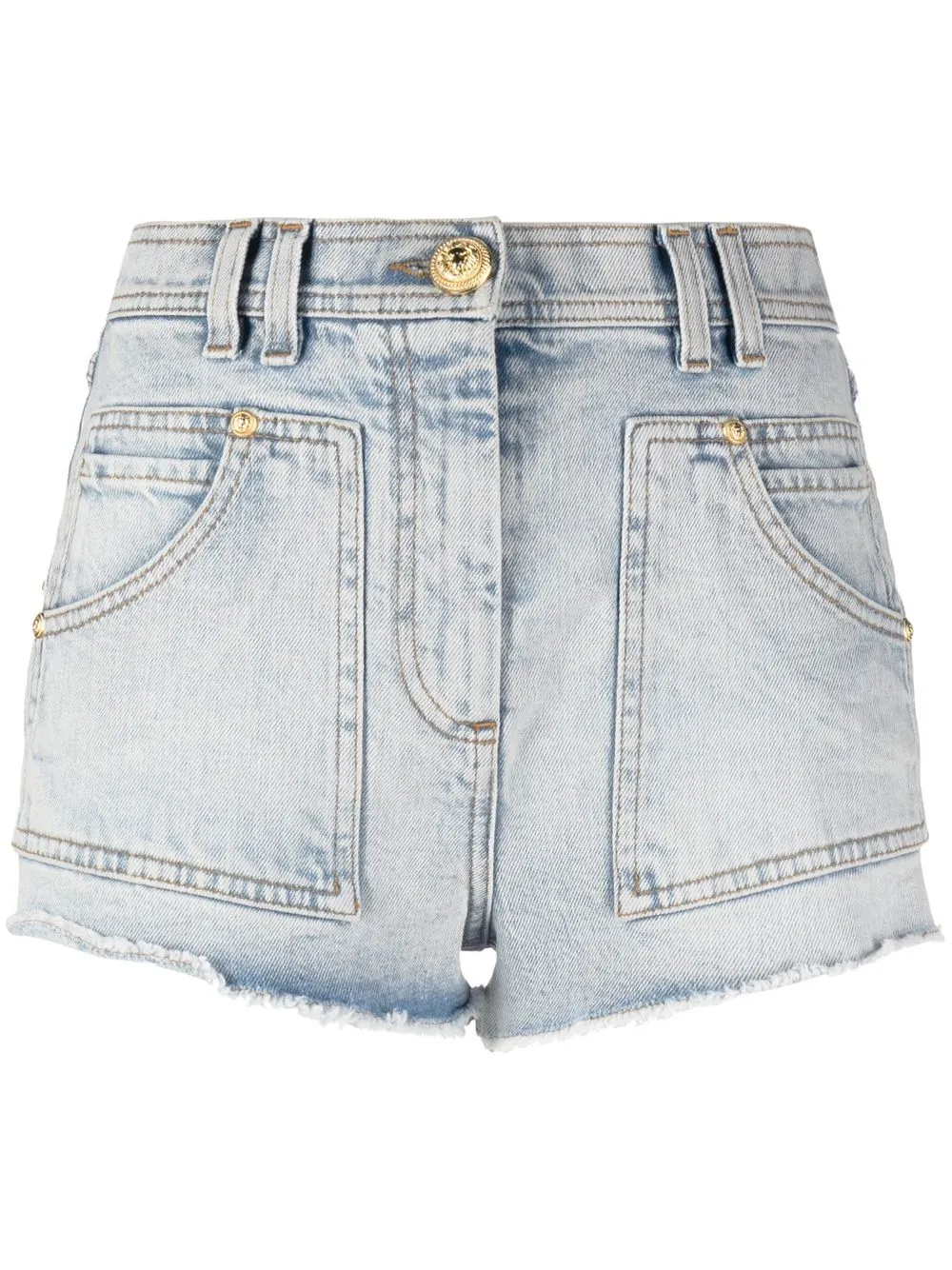 

Balmain shorts de mezclilla con tiro alto - Azul