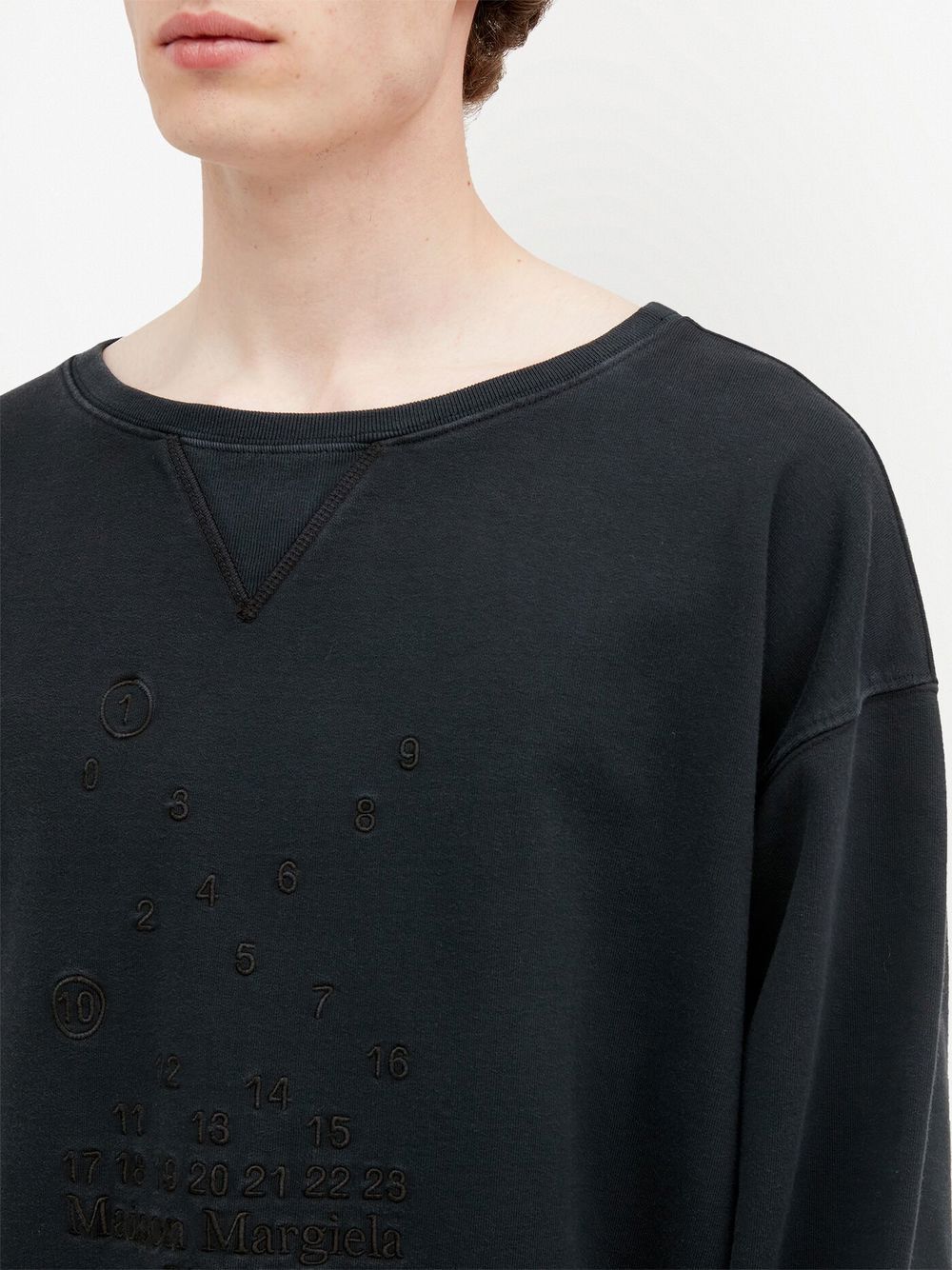 Shop Maison Margiela Numeric Logo-embroidered Sweatshirt In Black