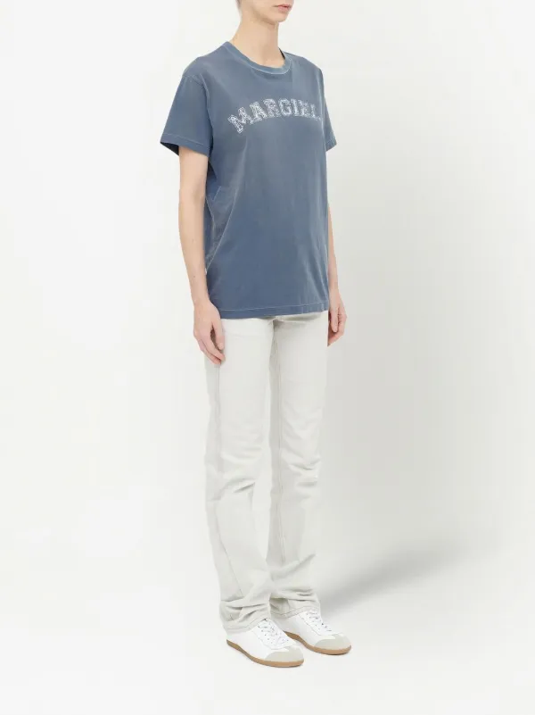 Maison Margiela logo-print Jersey T-shirt | Blue | FARFETCH