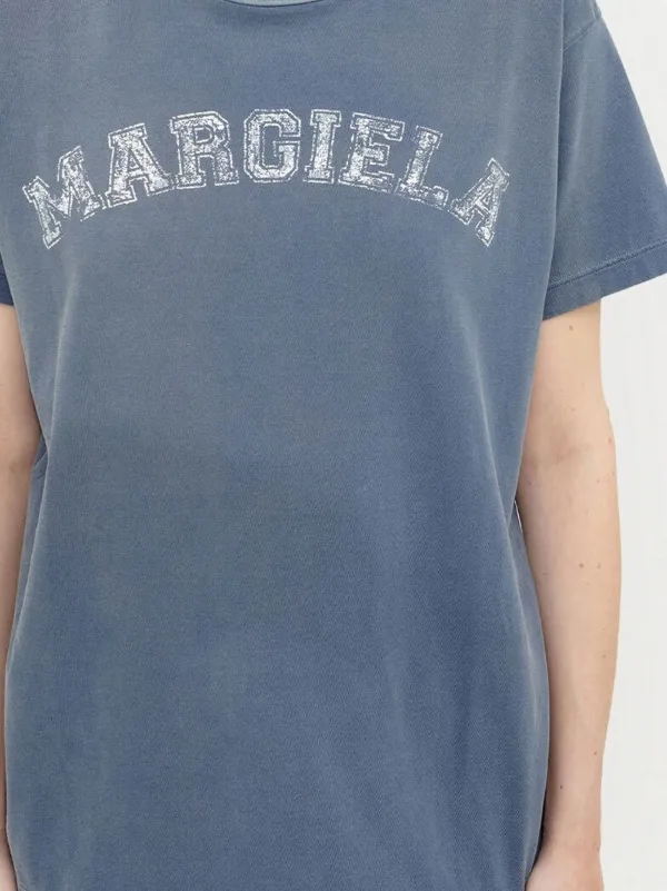 Maison Margiela logo-print Jersey T-shirt | Blue | FARFETCH
