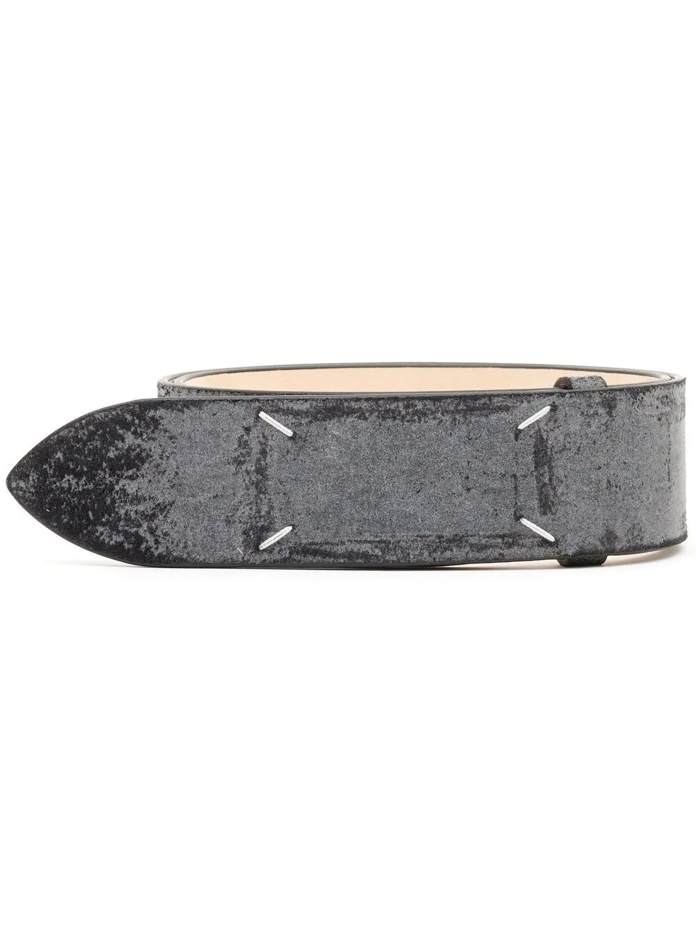 Maison Margiela Leather Logo Belt In Black