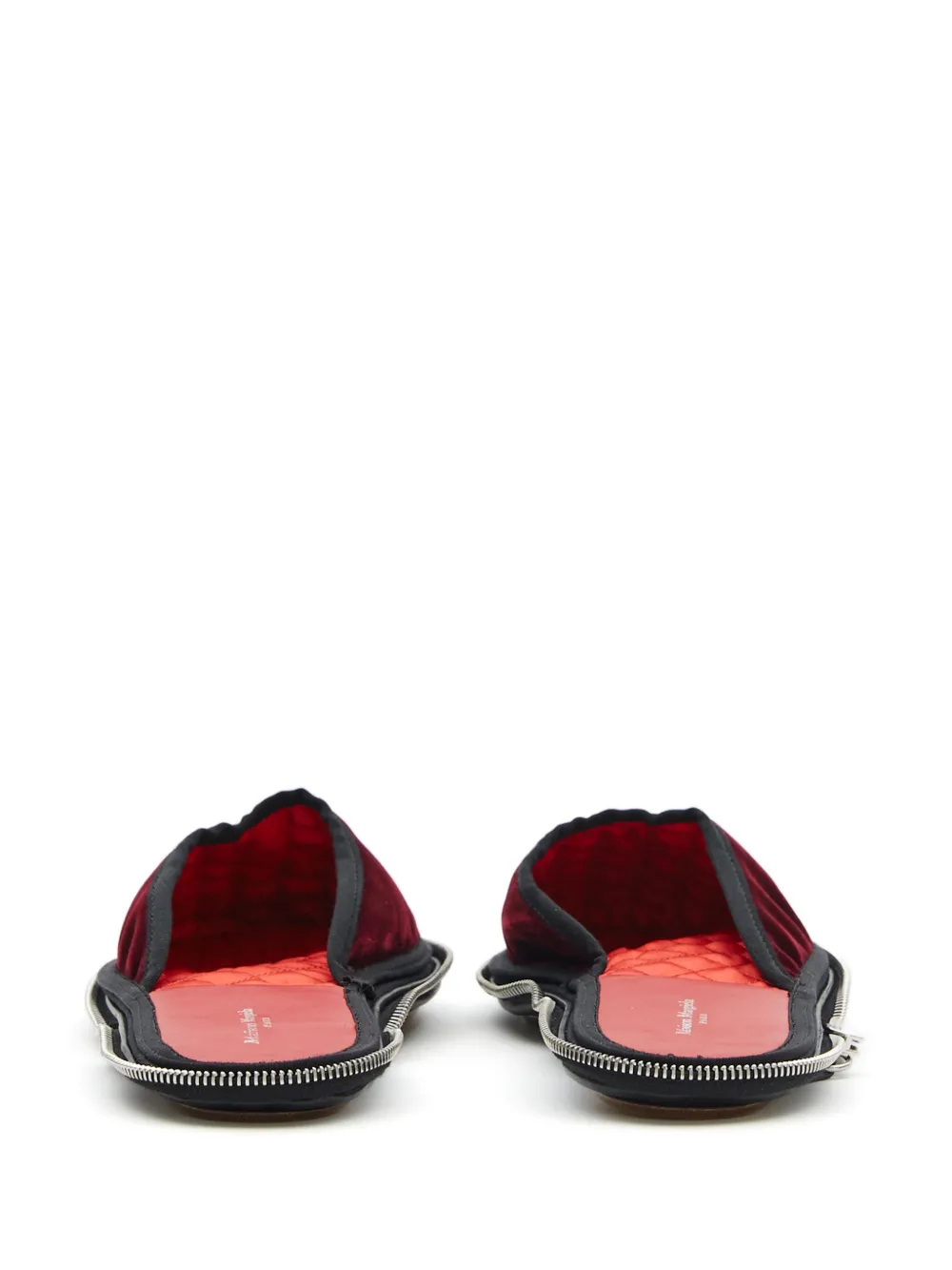 Maison Margiela zip-detail velvet slippers Red