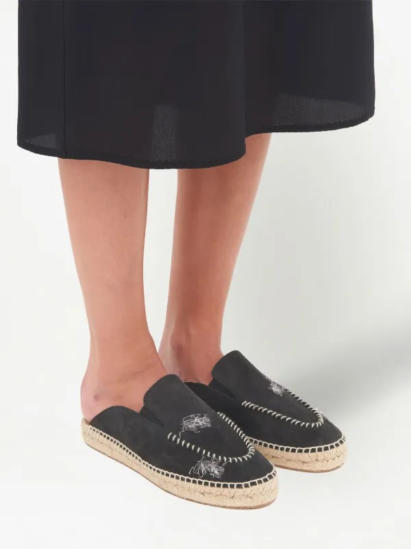 [MAISON MARGIELA] EMBROIDERED ESPADRILLE MULE ☆ Maison Margiela Embroidered Espadrille Mules | Black | FARFETCH