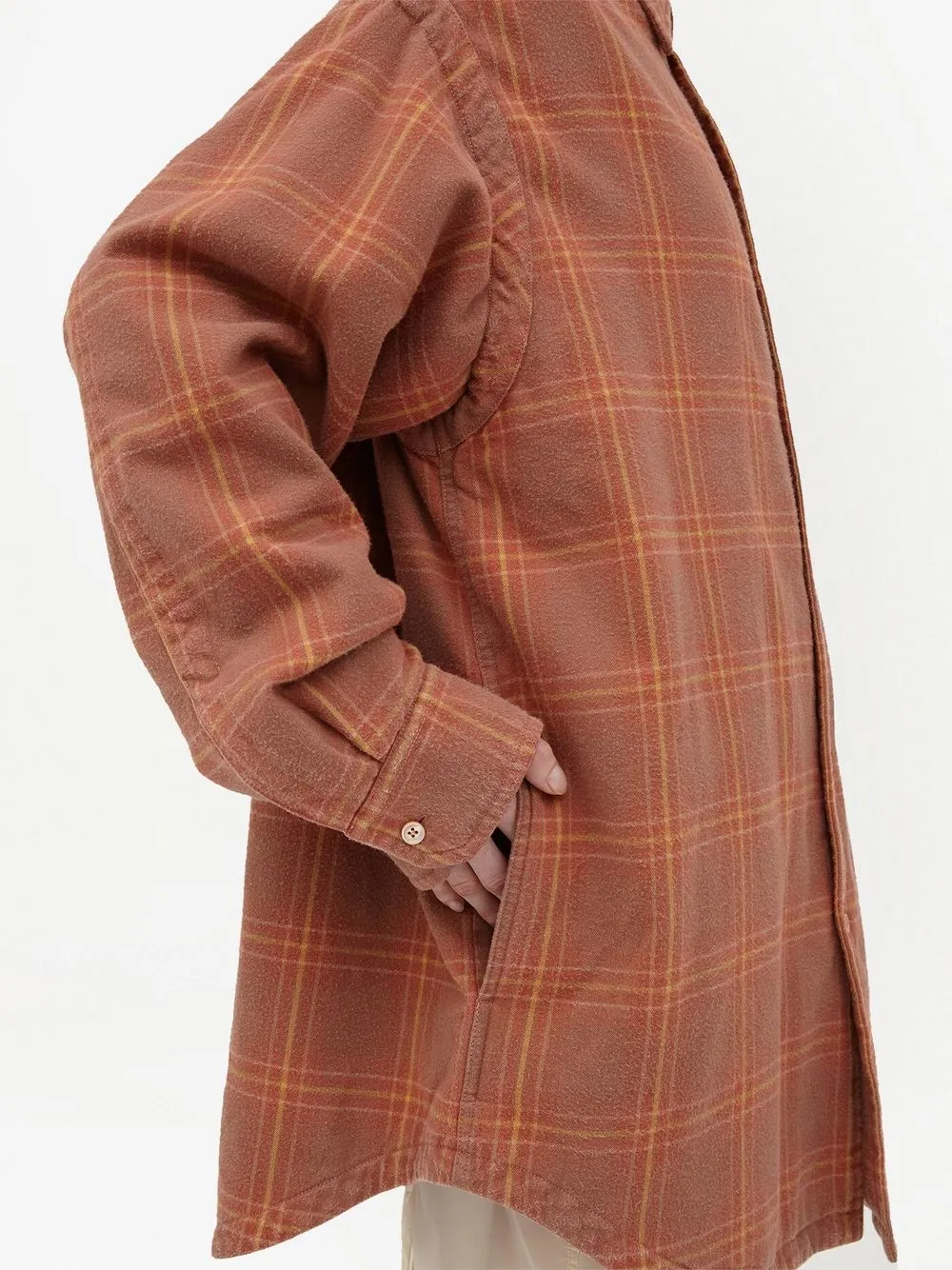 Maison Margiela Checked Long-sleeved Shirt In Orange