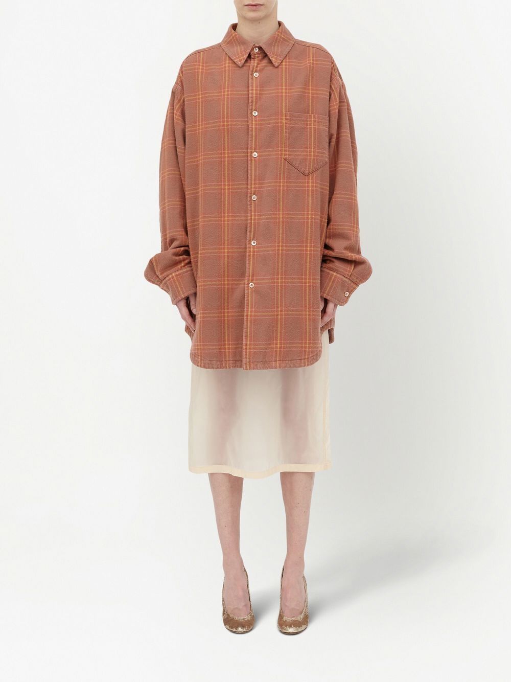 Maison Margiela Geruite blouse - Oranje