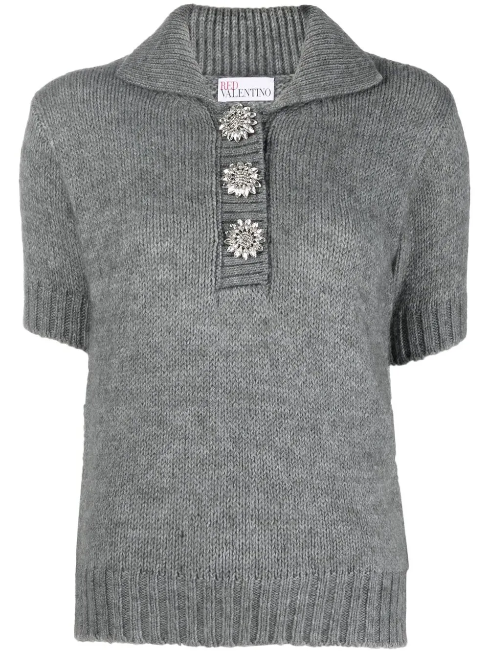 

RED Valentino top tejido con detalles de cristal - Gris