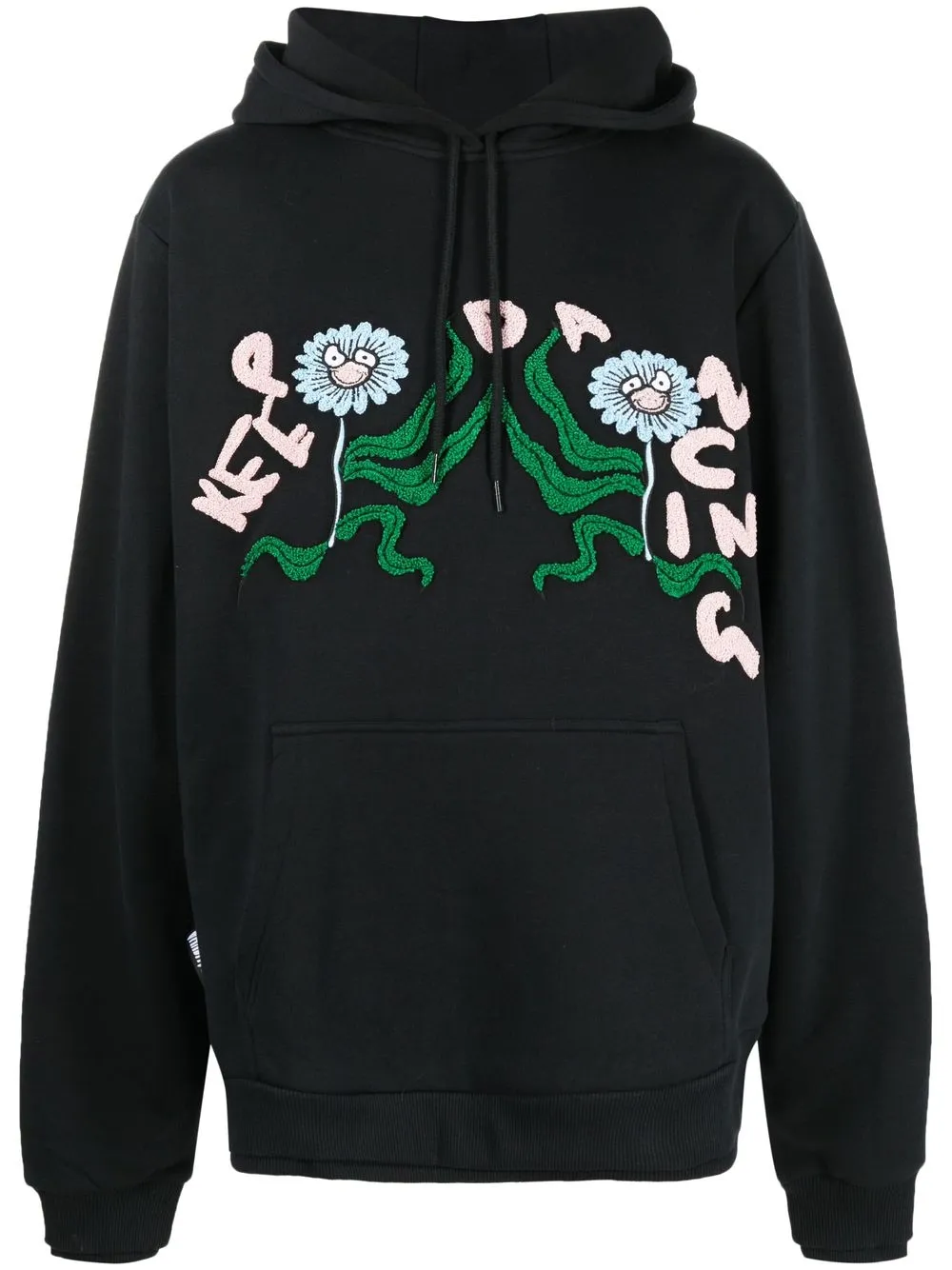 

Garbage Tv hoodie con bordado floral - Negro