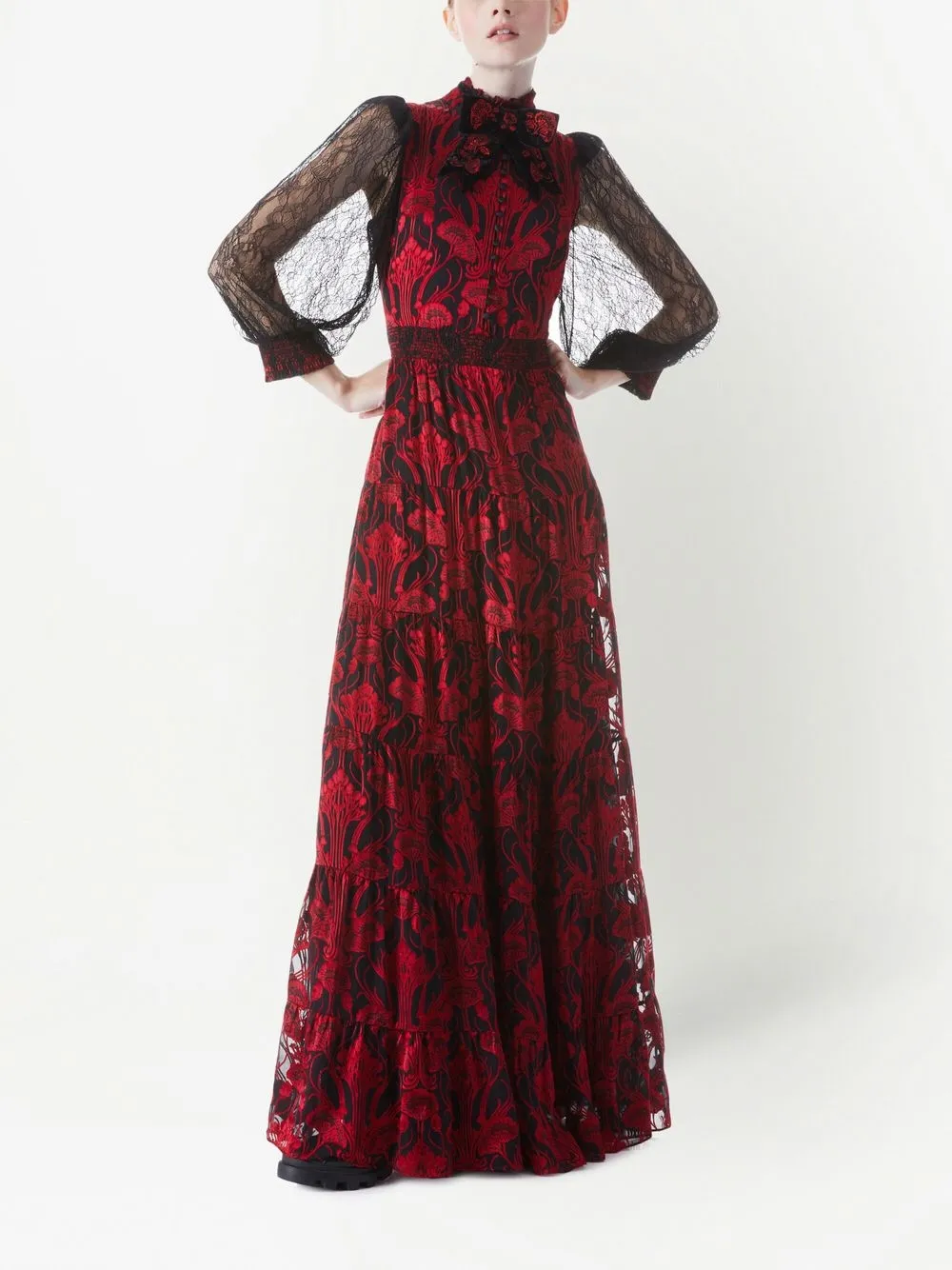 alice + olivia Maxi-jurk met borduurwerk - Zwart