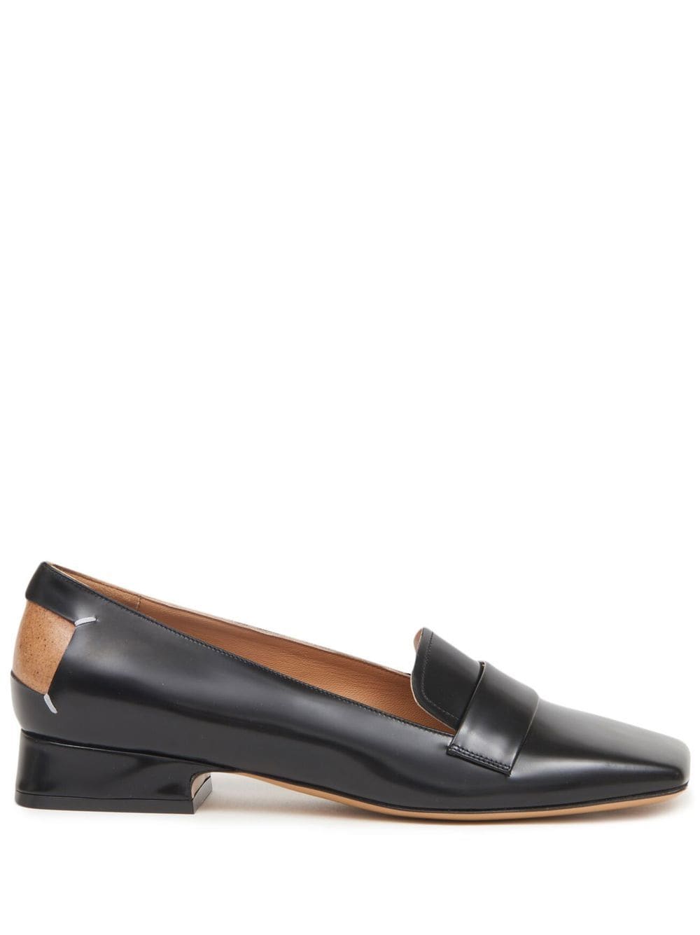 Shop Maison Margiela Square-toe Leather Moccasin Loafers In Black
