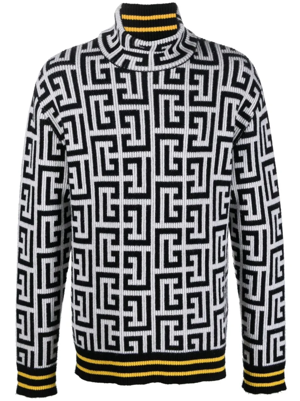 

Balmain monogram-print turtleneck jumper - Black