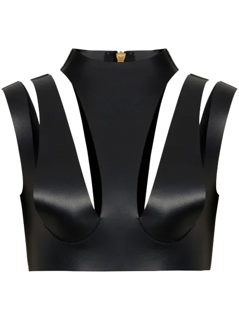 Balmain Cut-Out leather crop top