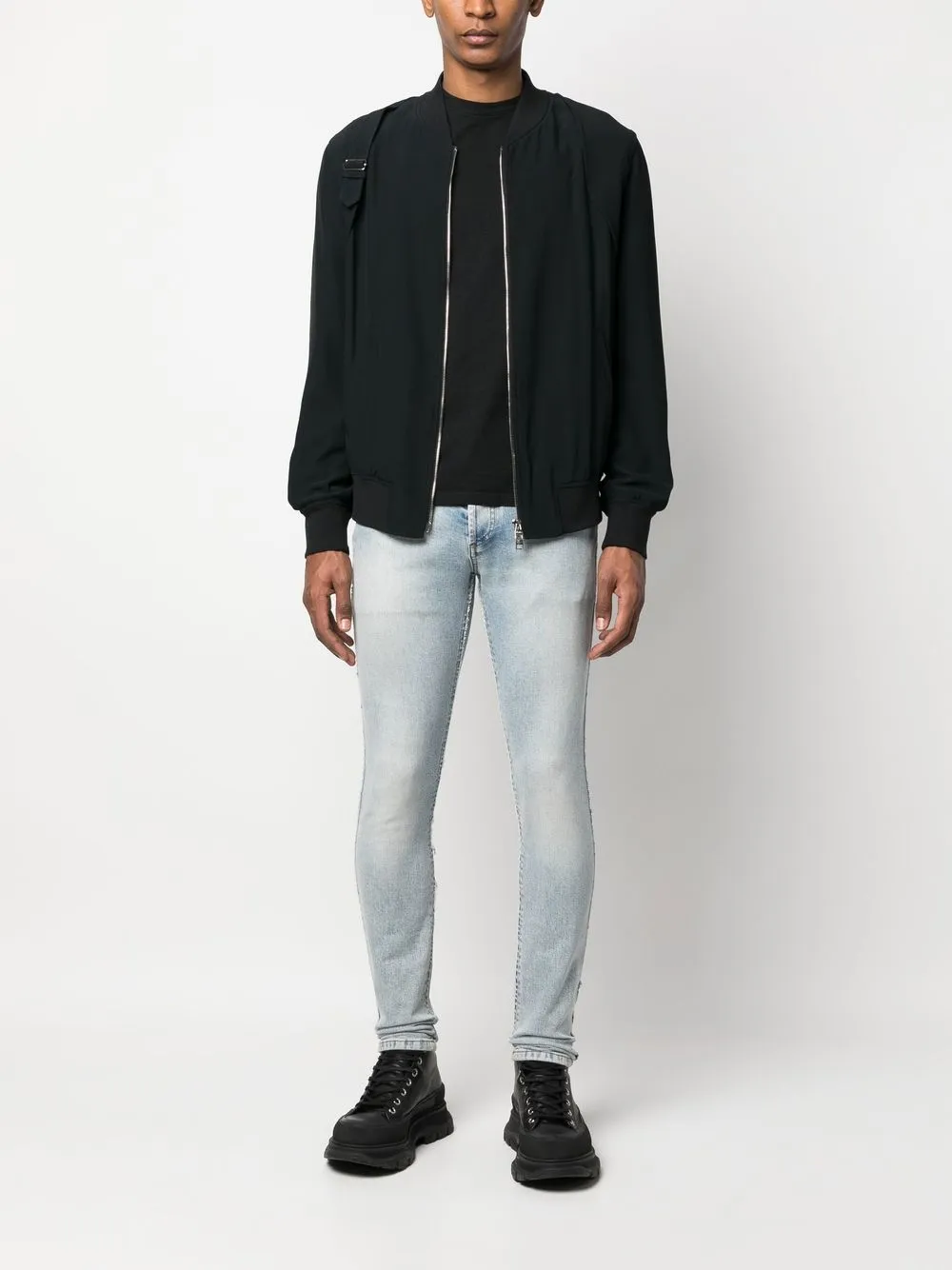 Shop Balmain Slim-cut Denim Jeans In Blue