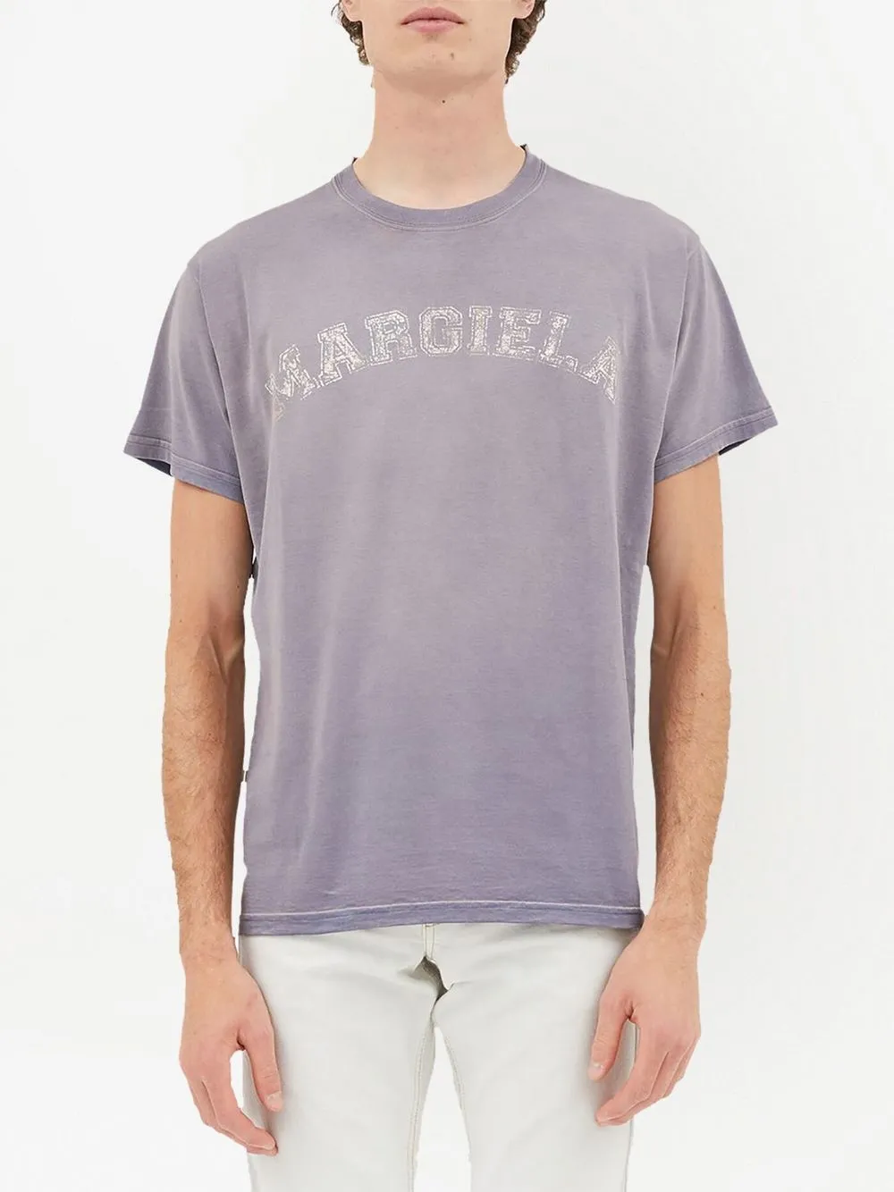 Logo Faded Print Cotton Jersey T-shirt In Purple