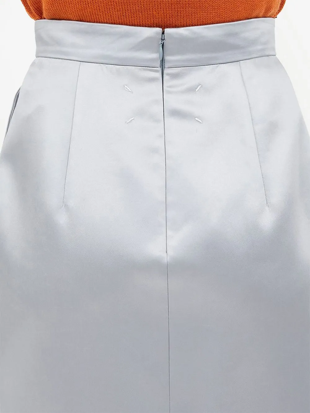 Shop Maison Margiela Cintzen Satin Midi Skirt In Blue