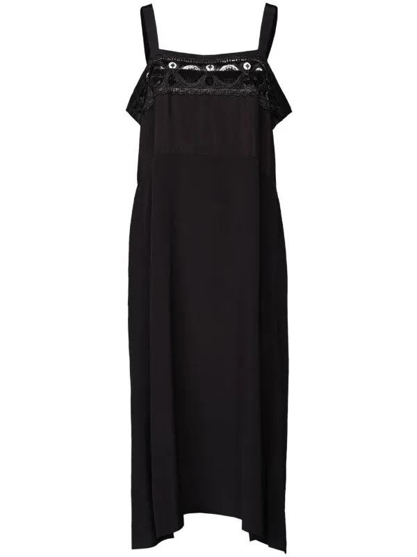 【関税＆送料込み】Maison Margiela Embroidered Dress MM6 Maison Margiela logo-print Midi Dress | Black | FARFETCH