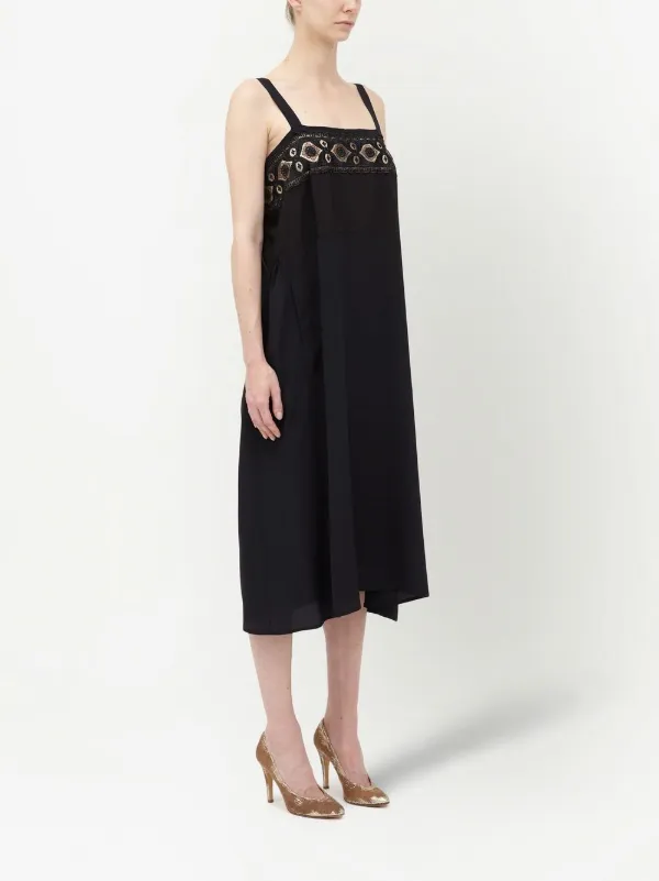 Maison Margiela Embroidered Midi Dress | Black | FARFETCH JO