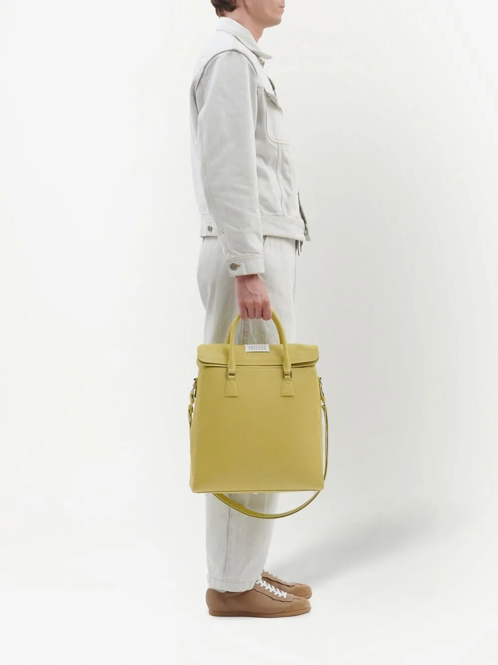 

Maison Margiela logo-patch leather backpack - Yellow