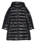 Moncler Enfant logo-patch long puffer-jacket - Black