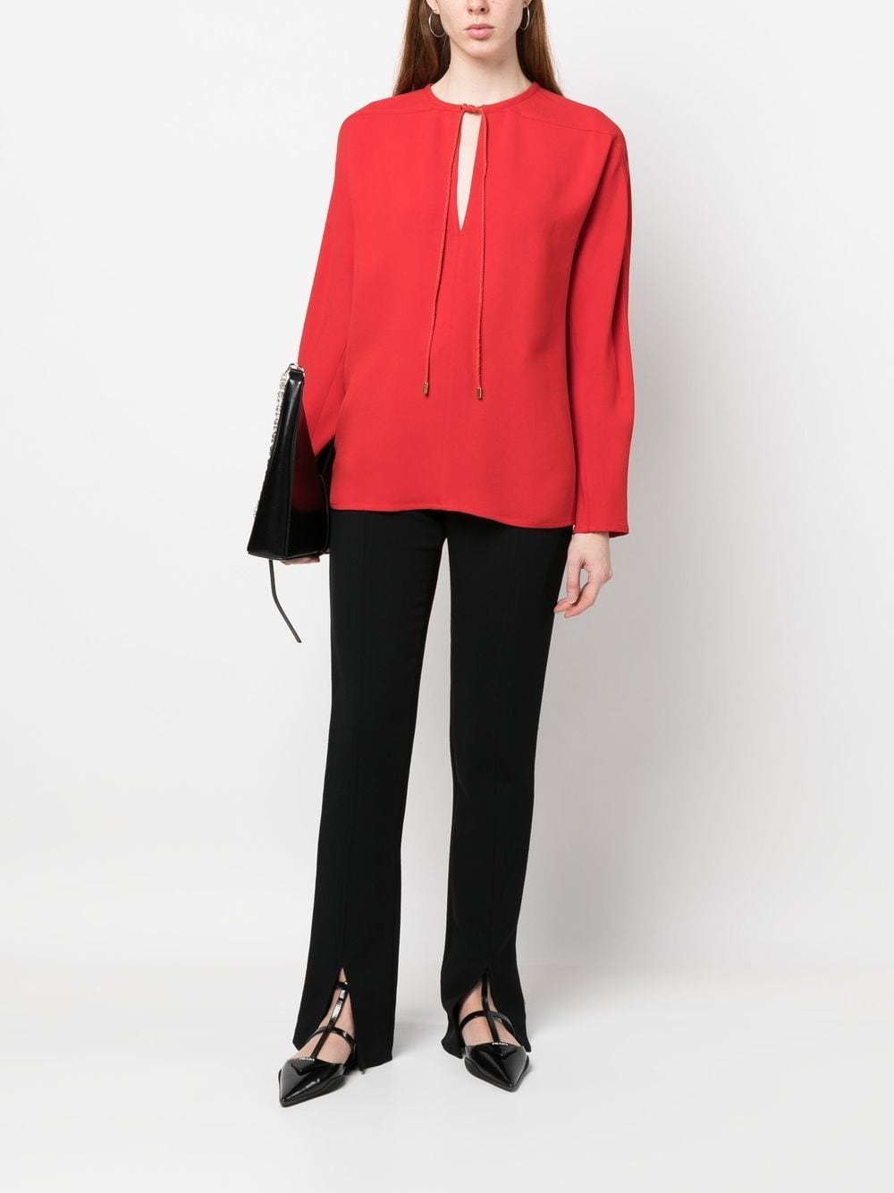 Ferragamo keyhole neck long-sleeve blouse - Rood