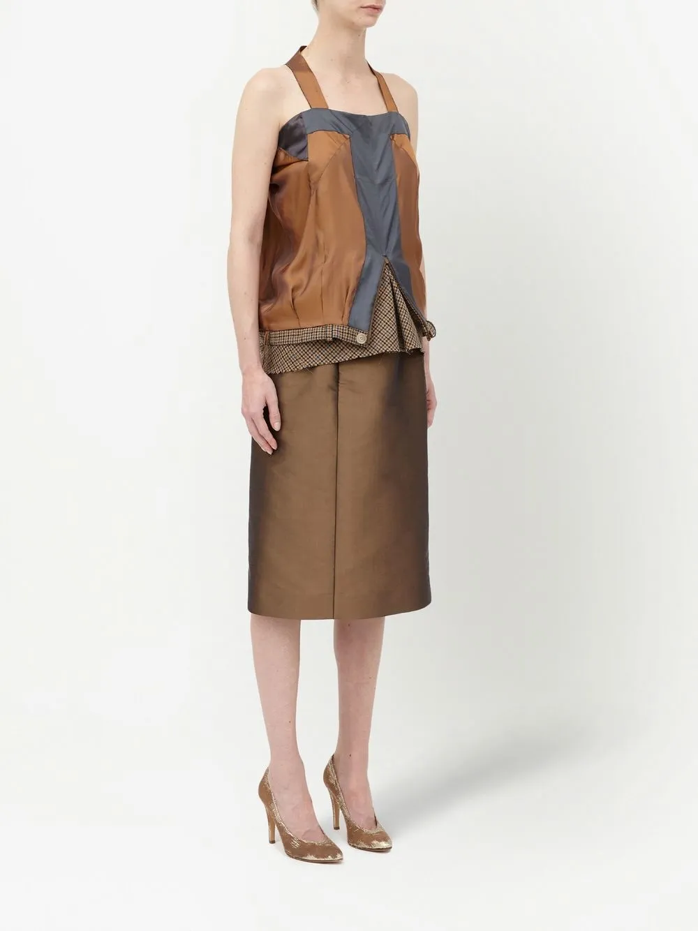  Maison Margiela Décortiqué Houndstooth-pattern Top - Brown 