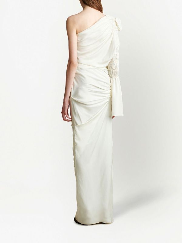 One shoulder white outlet dress long