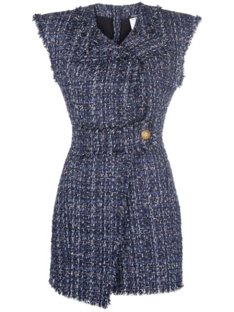 Balmain sleeveless denim tweed dress Women