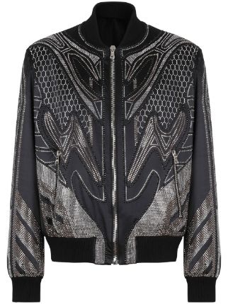 Balmain Studded Pattern Bomber Jacket - Farfetch