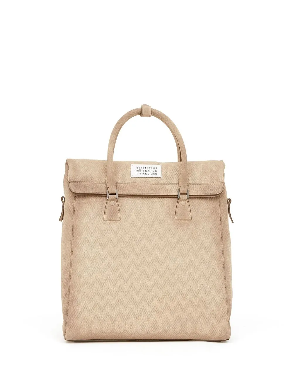 

Maison Margiela logo-patch suede backpack - Neutrals