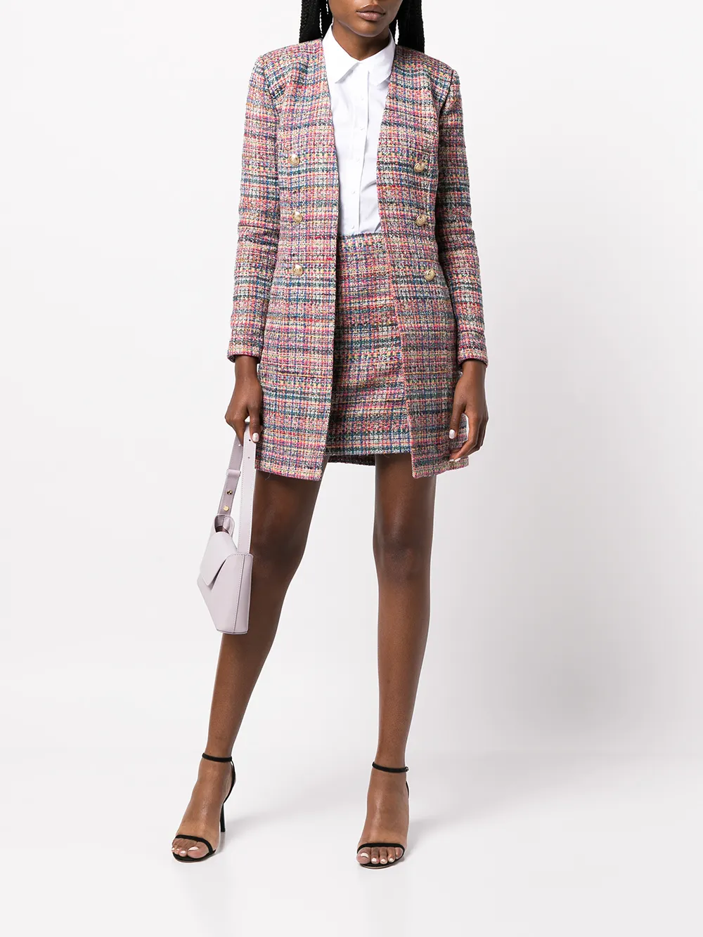 L'Agence Livia Tweed Mini Skirt Farfetch