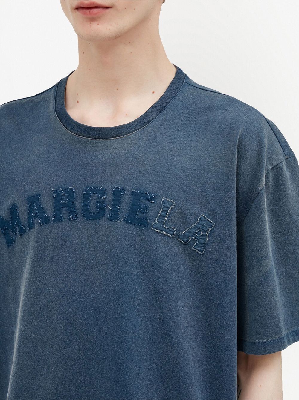 Shop Maison Margiela Logo-appliqué Jersey T-shirt In Blue