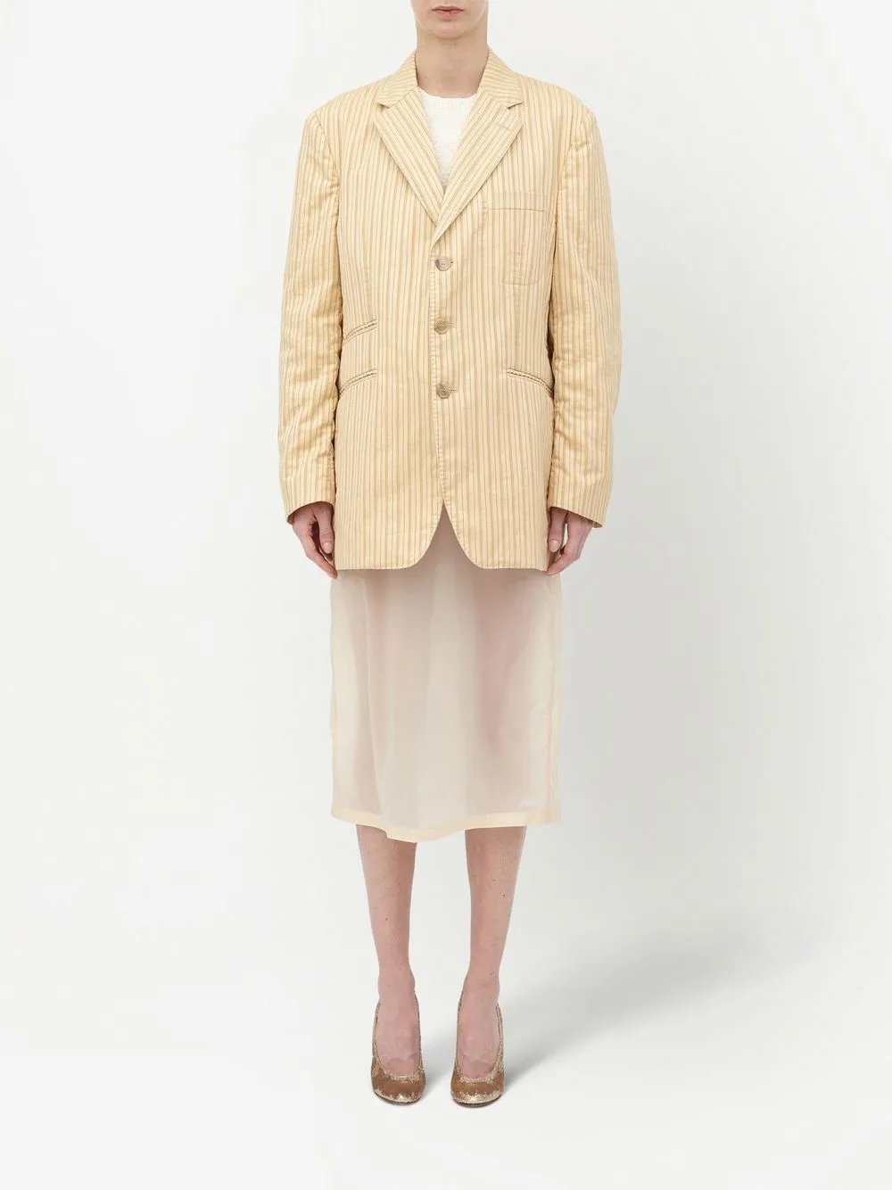 Maison Margiela Blazer met enkele rij knopen - Beige